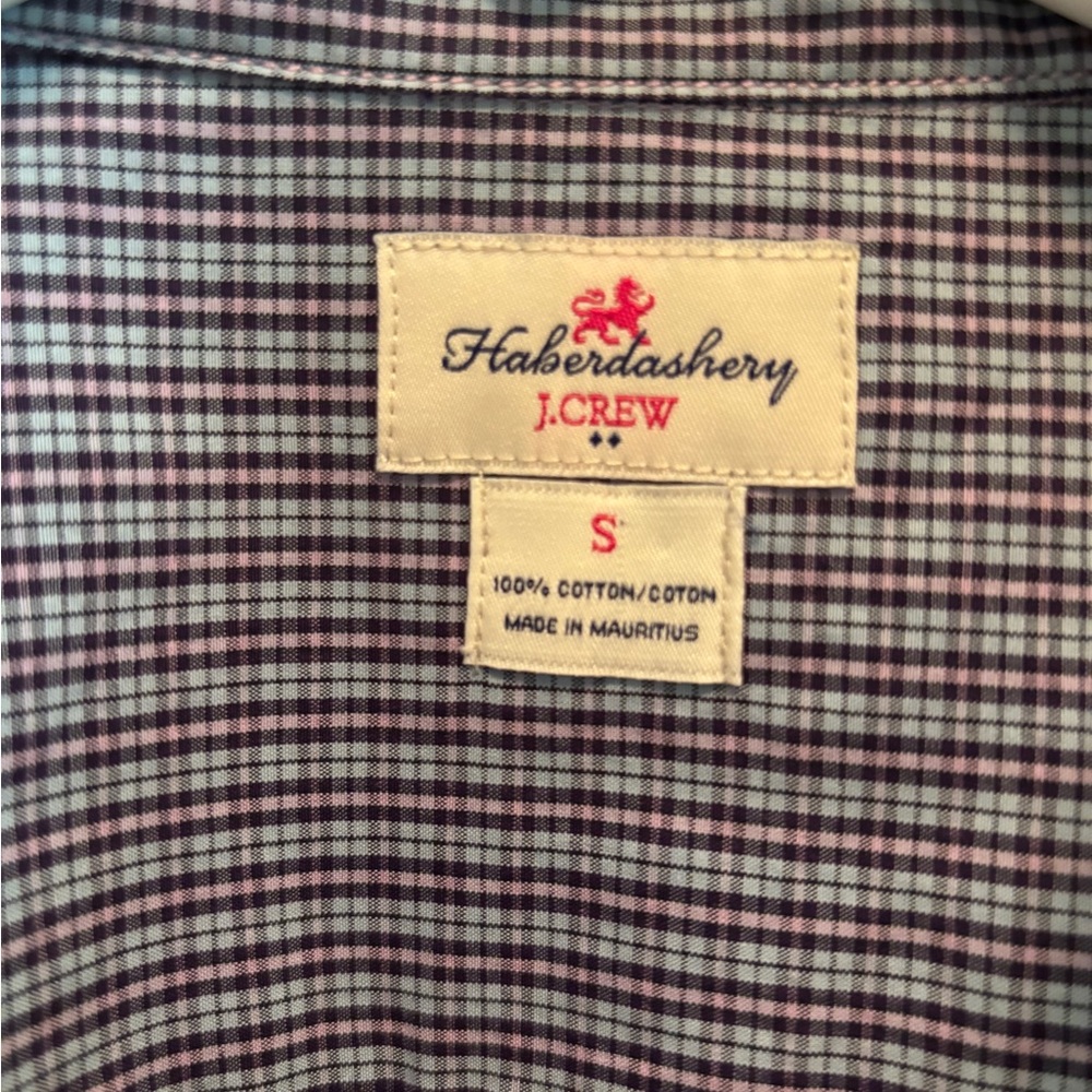 J-Crew Blue Checked Patterned Button Down Shirt S… - image 3